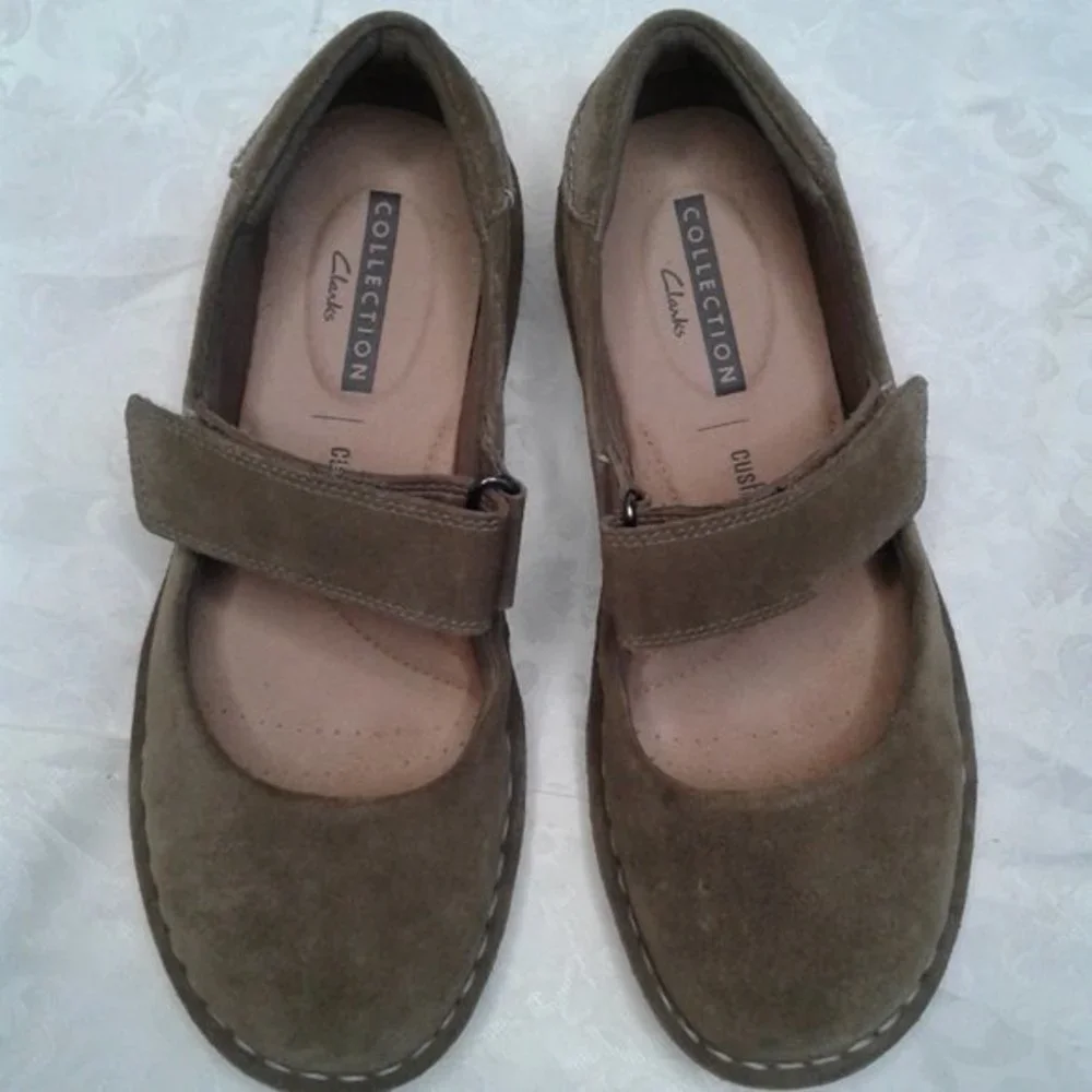 Clarks Collection Tamitha Aster Suede Brown Olive Mary Jane Size 6 ExcellentCond - Picture 6 of 10